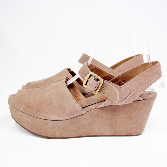 Chocolat Blu Tan Suede Wedge Sandals - Picture 7 of 11
